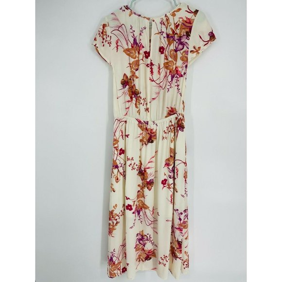 A New Day Womens Dress Size M Floral Short Cap Sleeve Pockets Cinched Waist NWT - Picture 2 of 8